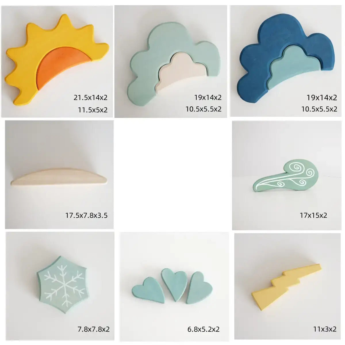 Montessori Dyed Linden Wood Weather Blocks