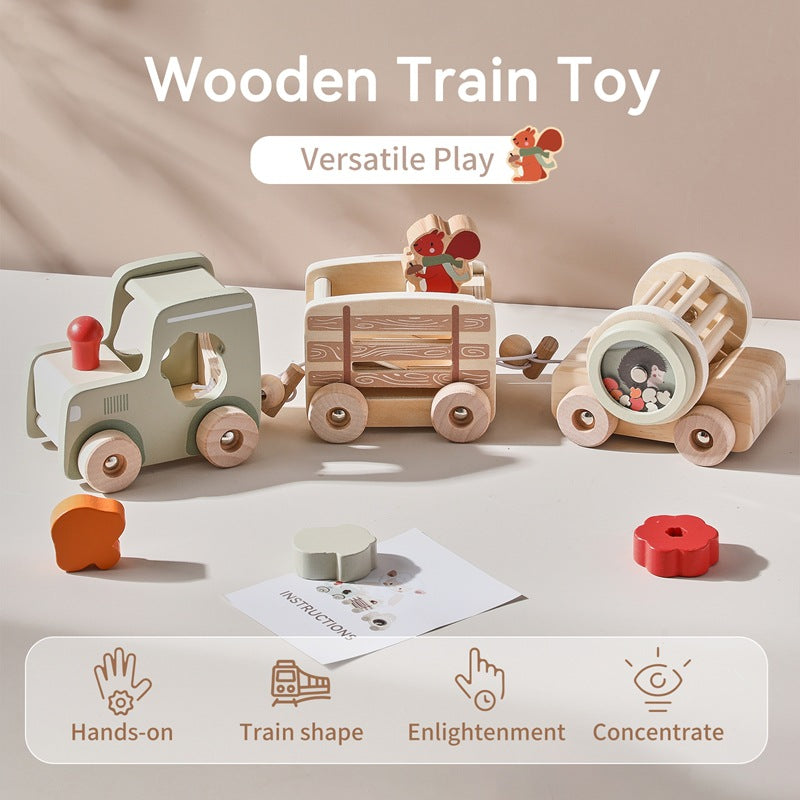 Wooden Train Set for Toddlers