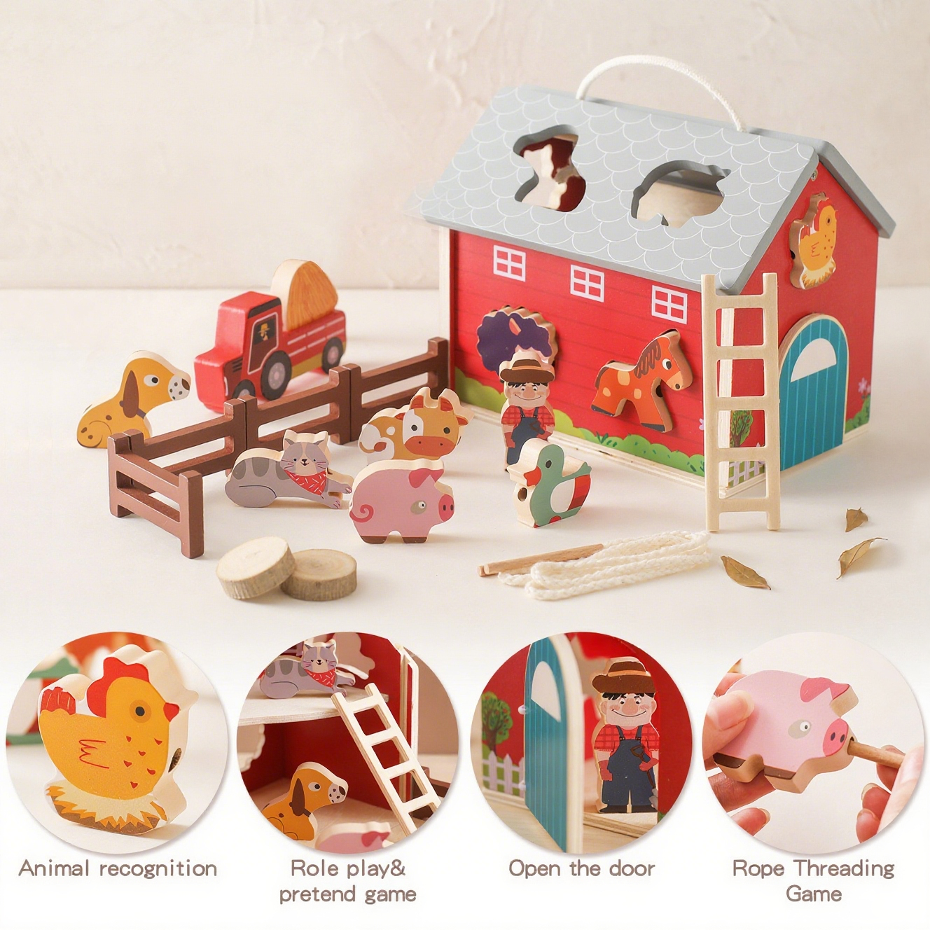 Puzzle en bois avec animaux de la ferme