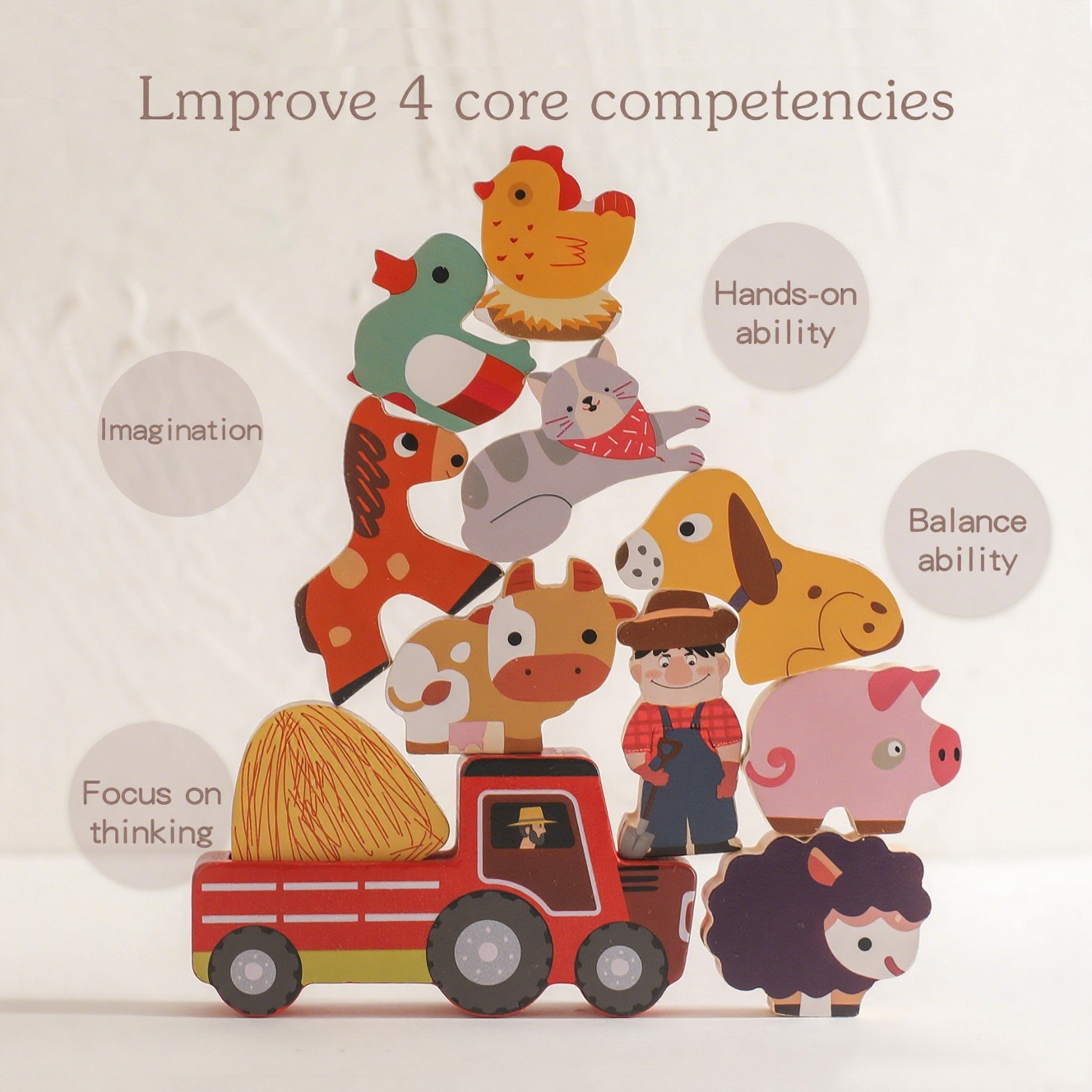 Puzzle en bois avec animaux de la ferme