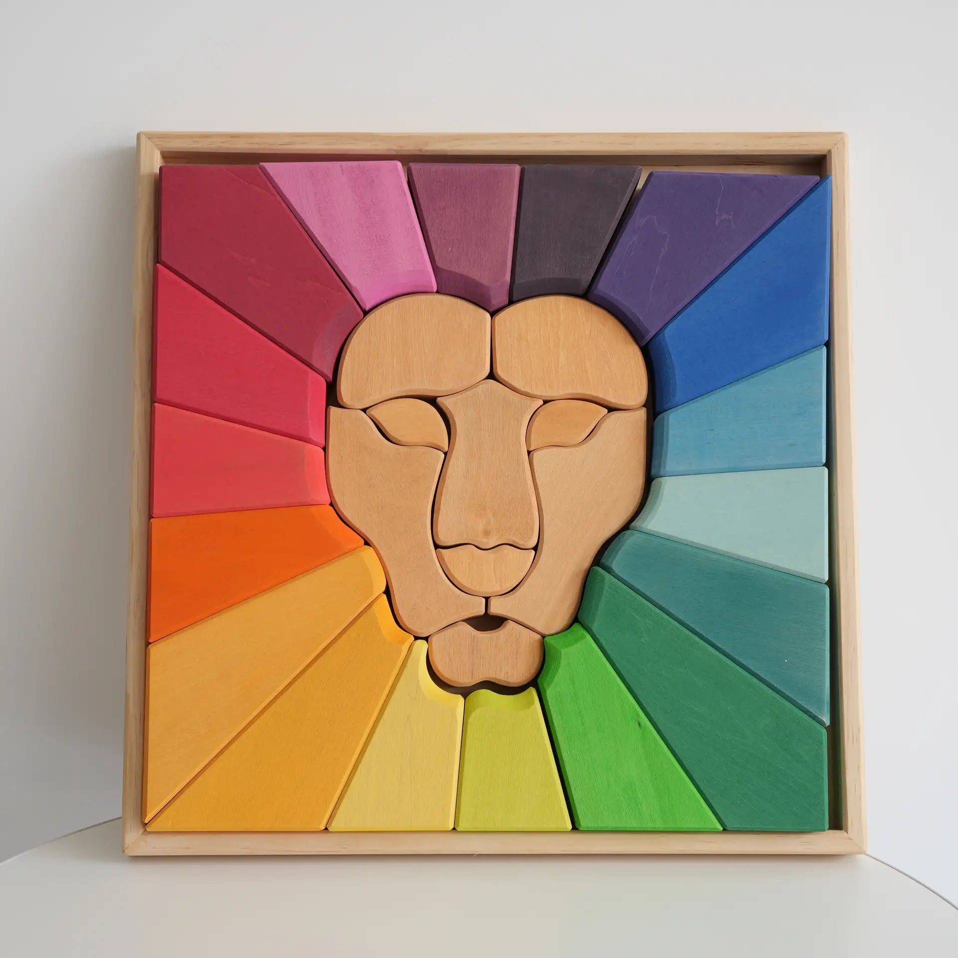 Wooden Rainbow Lion Stacker