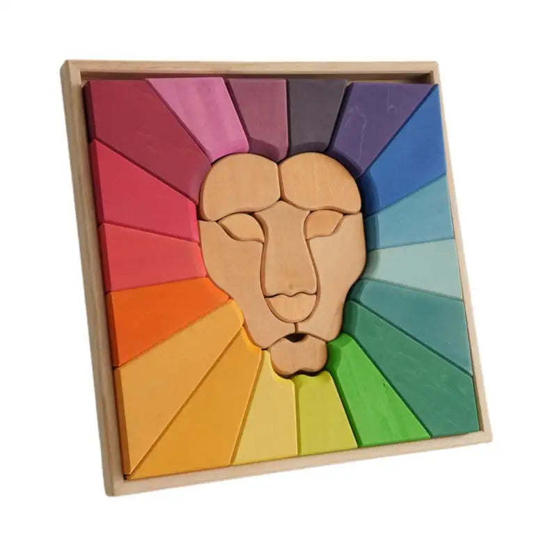 Wooden Rainbow Lion Stacker