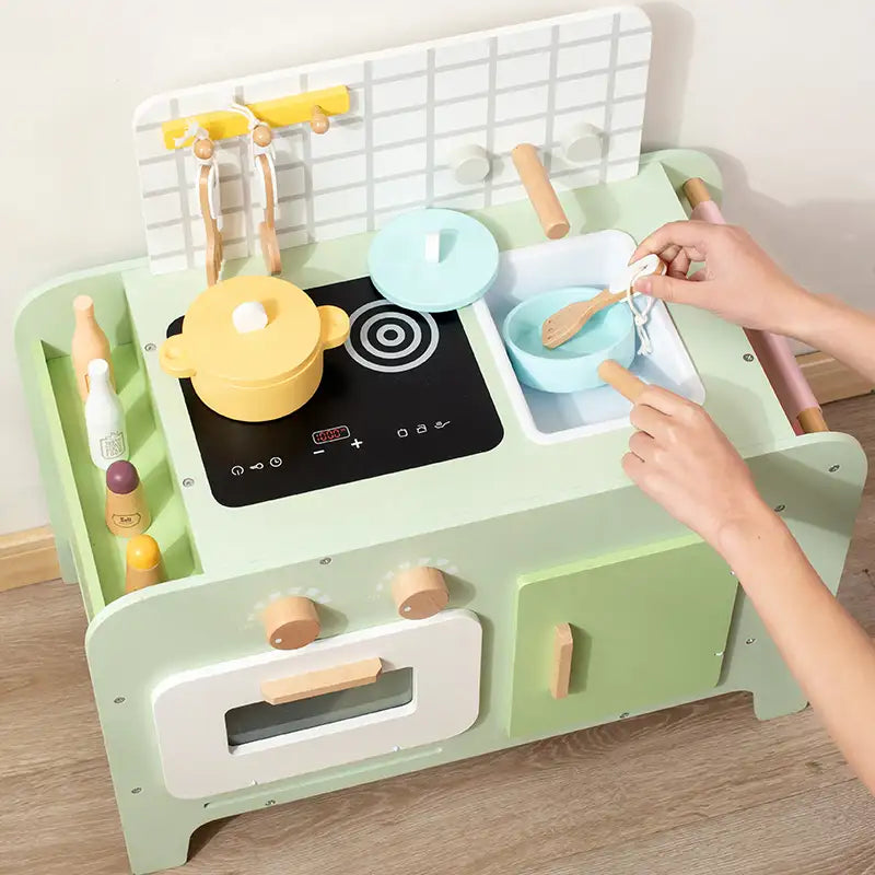Bean Green Wooden Toy Kitchen Set
