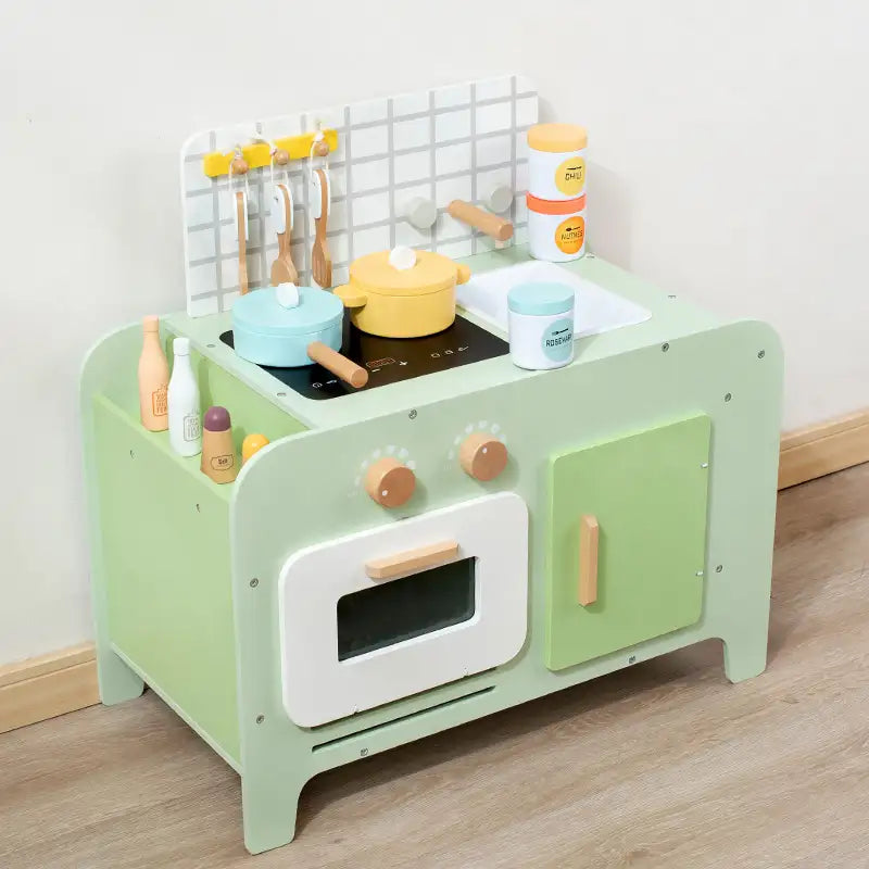 Bean Green Wooden Toy Kitchen Set