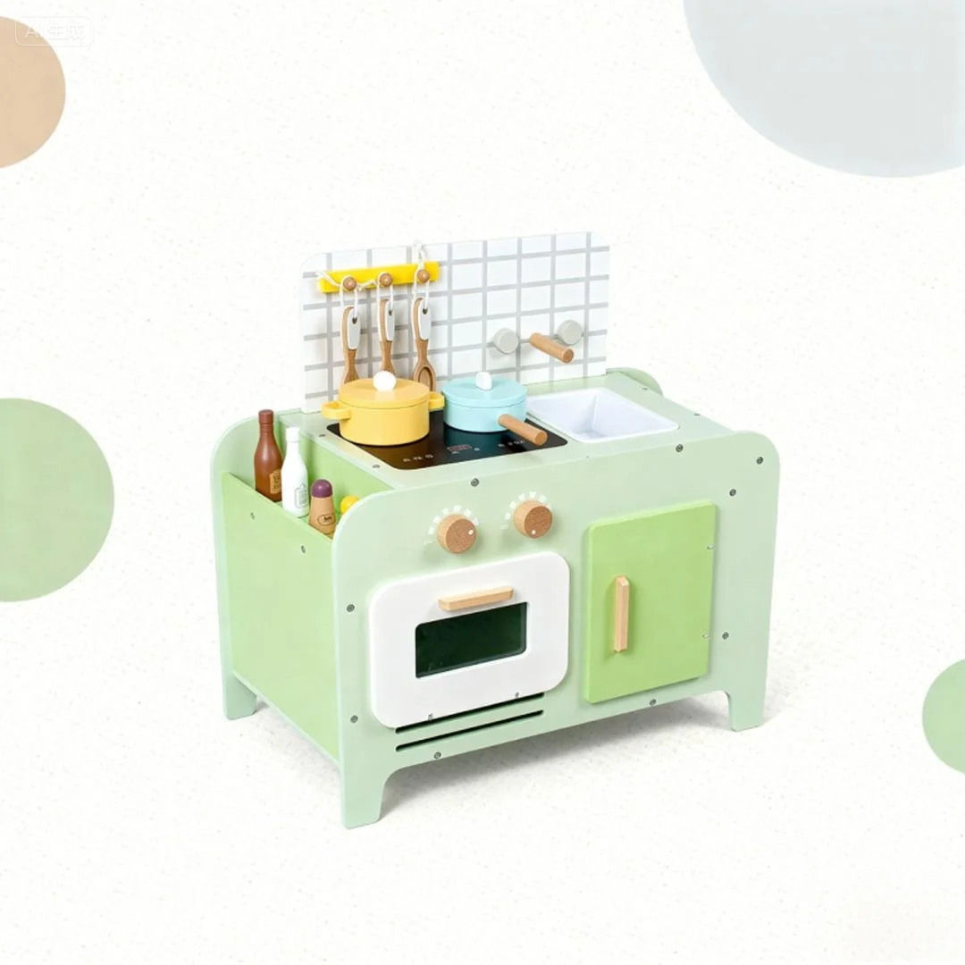 Bean Green Wooden Toy Kitchen Set