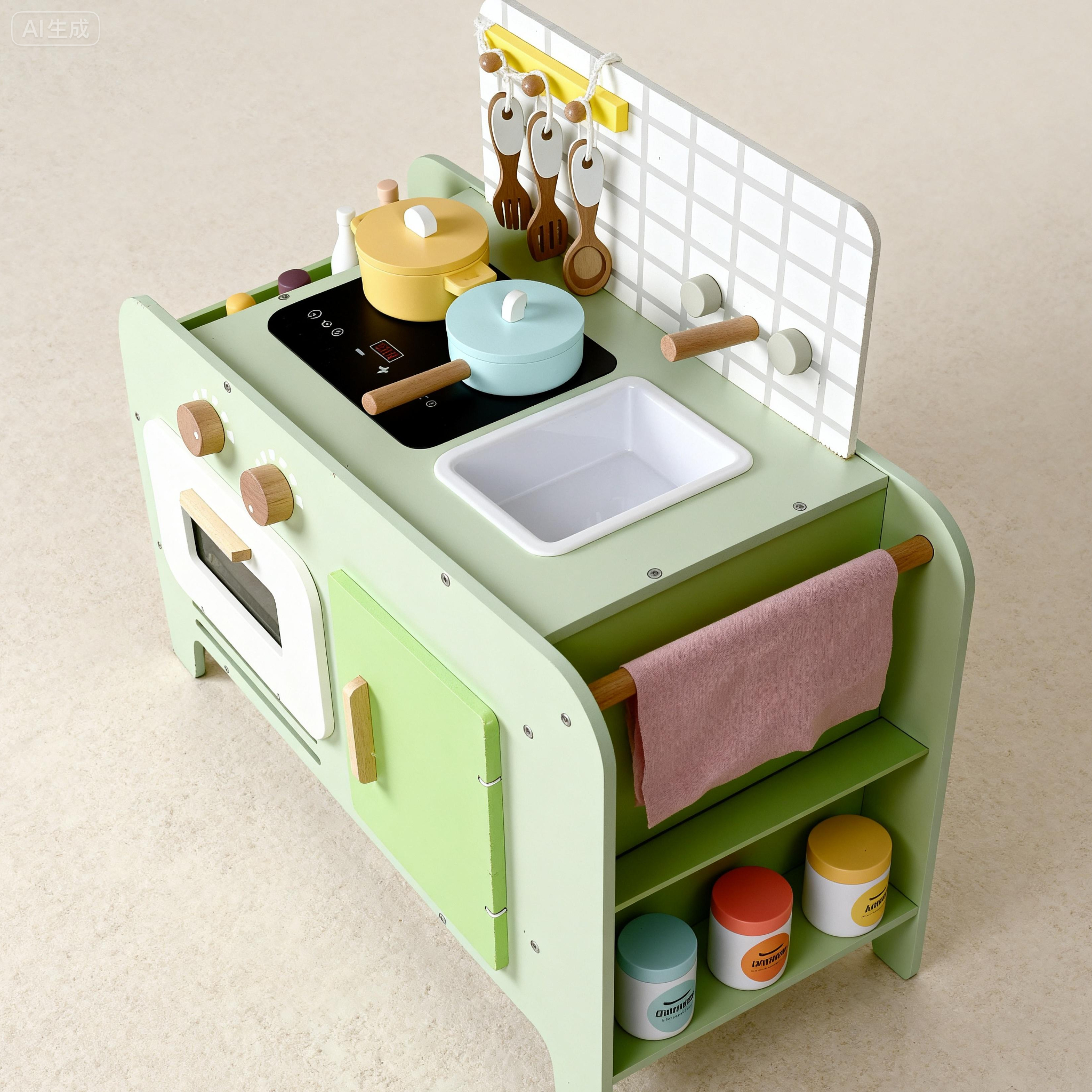 Bean Green Wooden Toy Kitchen Set