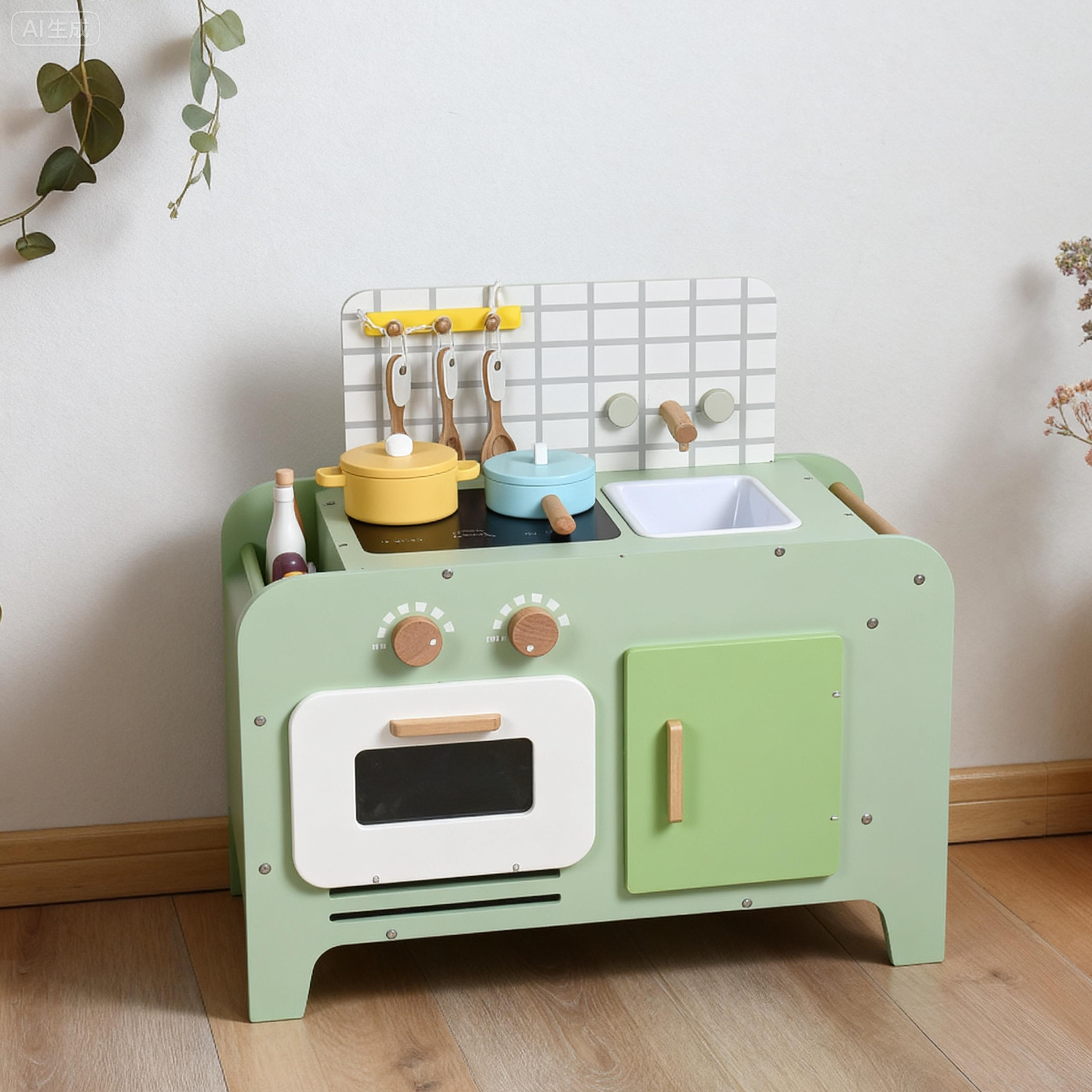 Bean Green Wooden Toy Kitchen Set