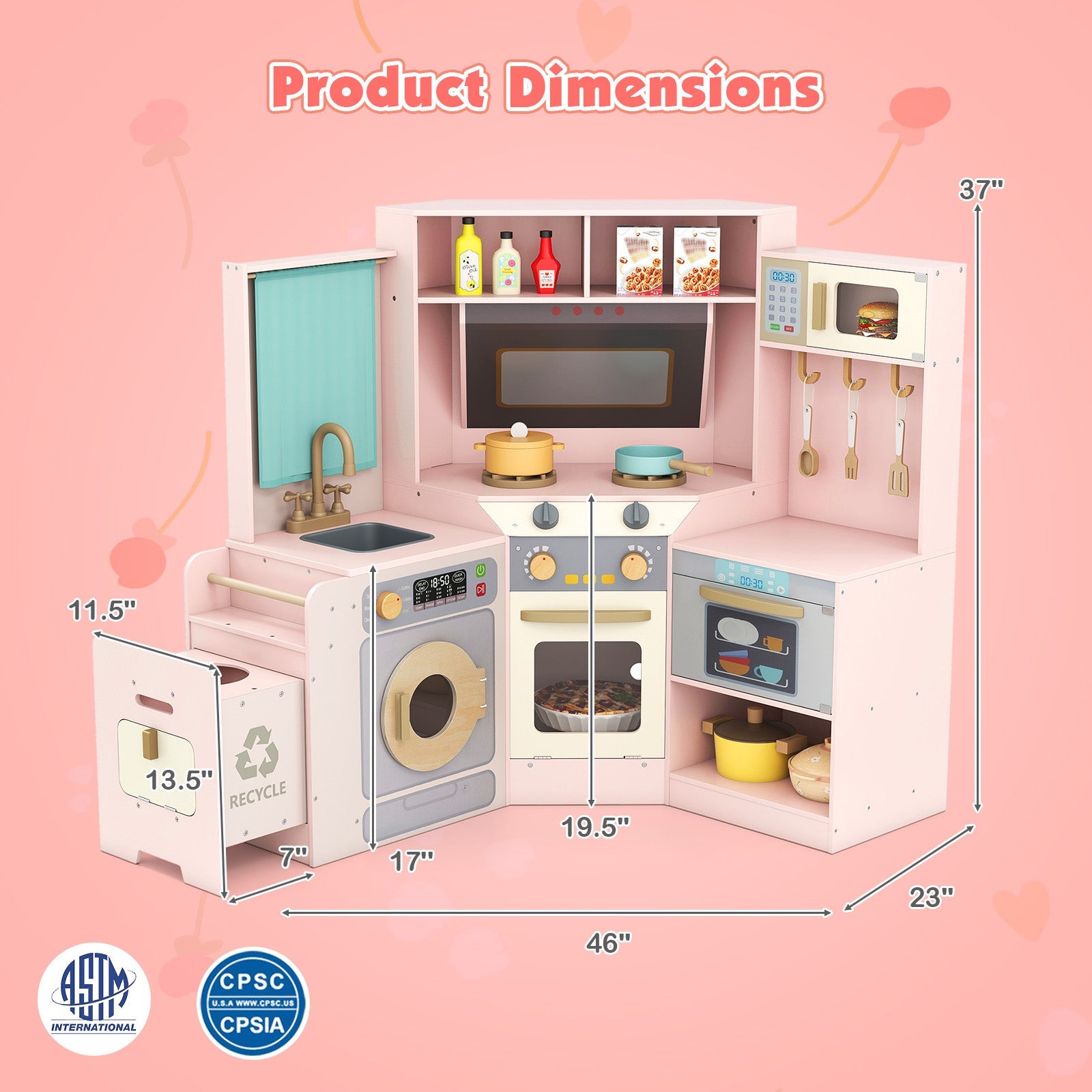 Corner Wooden Play Kitchen Set with Lights & Sounds