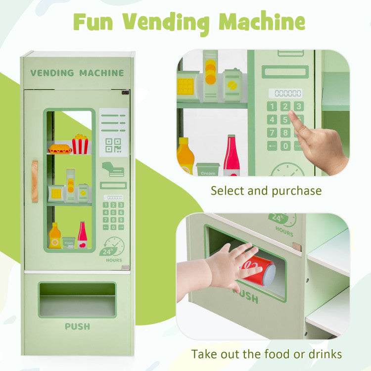 Kids Wooden Grocery Store Play Set with Cashier