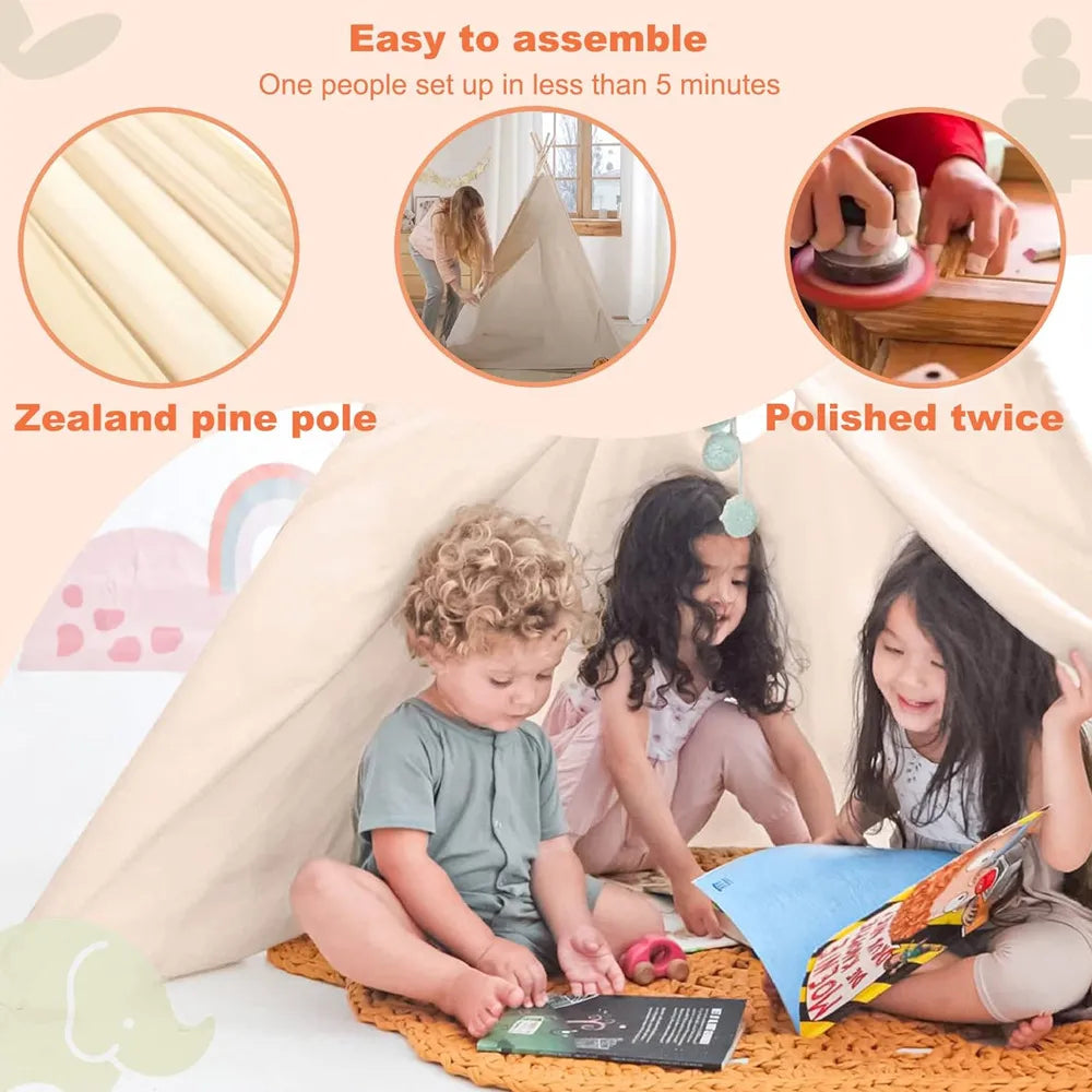 Kids Indoor Teepee Tent - Lunamoa