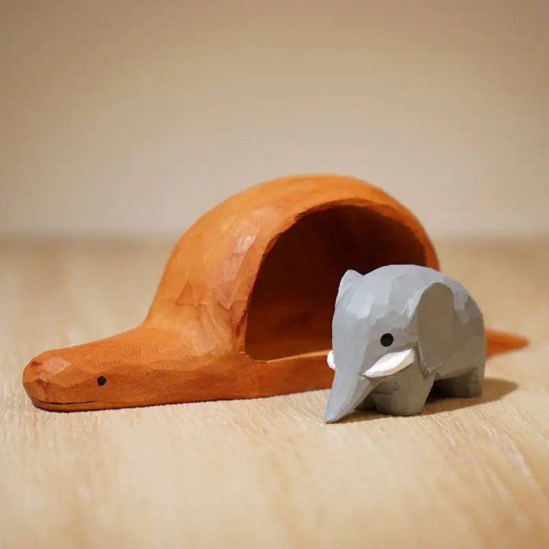 Handmade Wooden Snake & Elephant