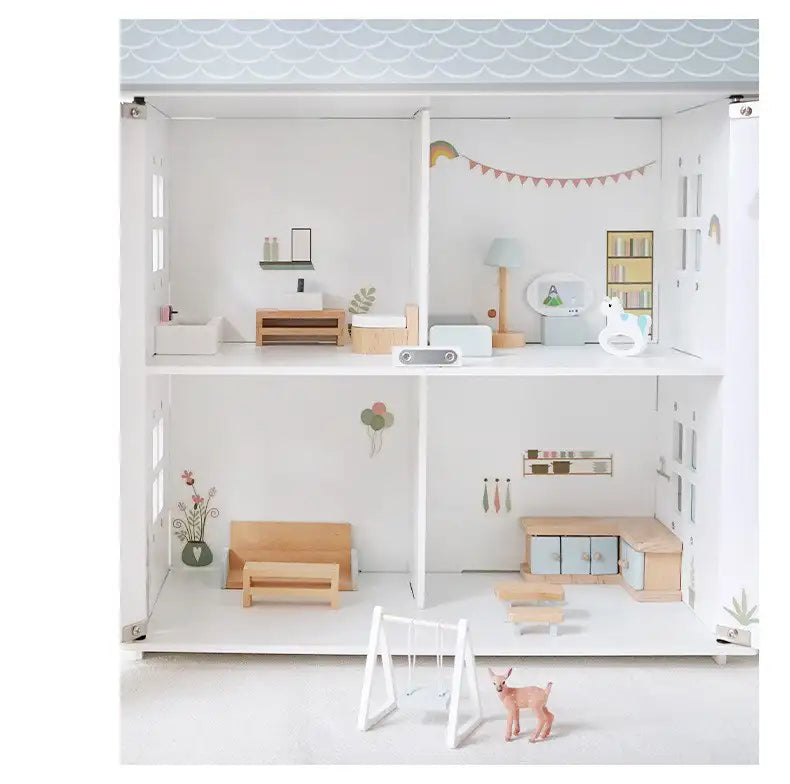 Lunamoa Wooden Dollhouse Playset