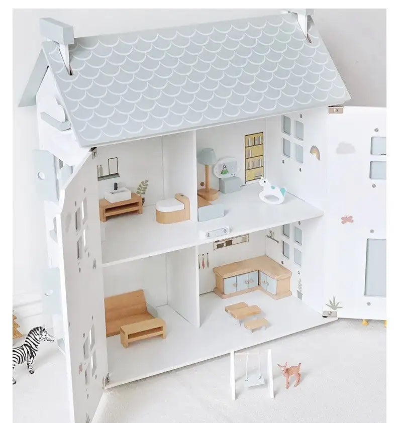 Lunamoa Wooden Dollhouse Playset