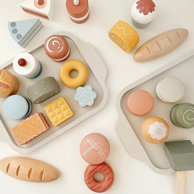 Jeu de pâtisserie en bois pour cuisine d'enfants