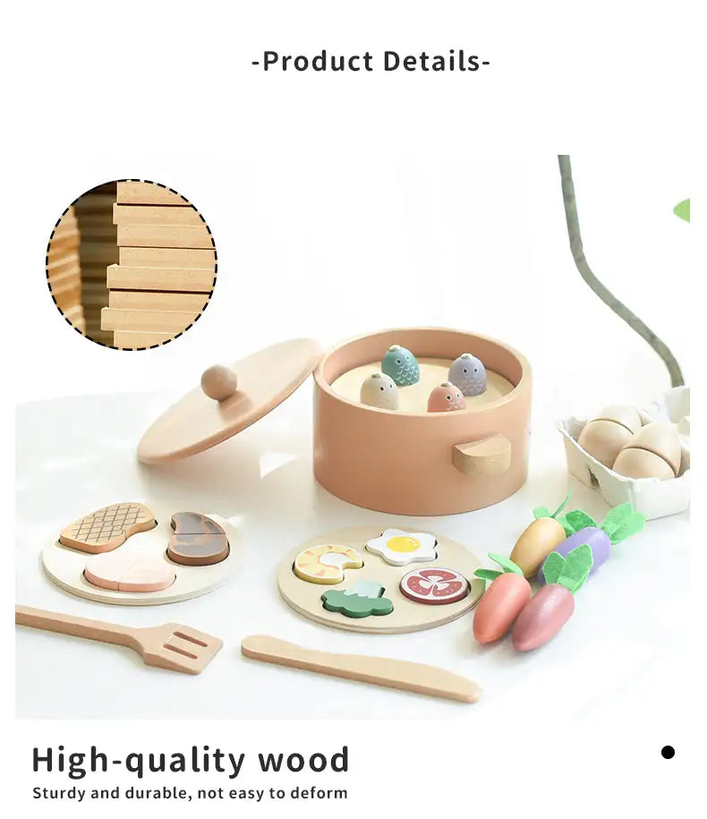 Holz-Karottenzieh- und Küchenspielzeug-Set