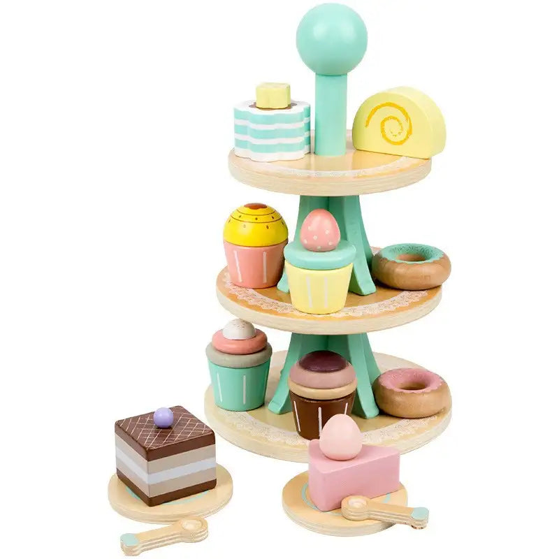 Présentoir à desserts en bois pour enfants