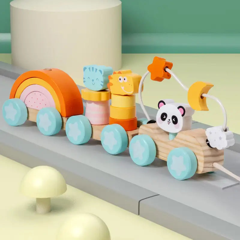 Train à tirer en bois pour tout-petits