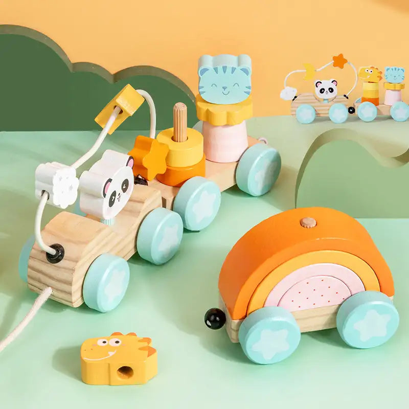 Train à tirer en bois pour tout-petits