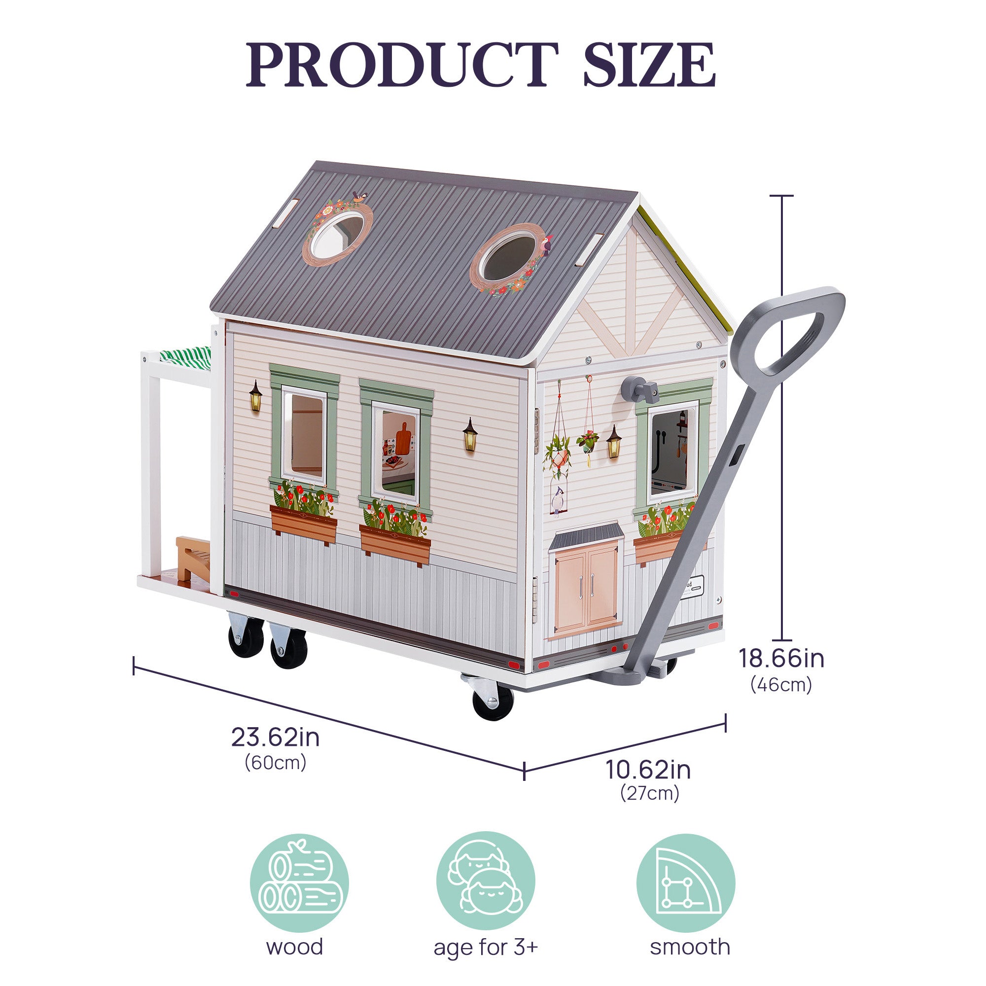 Lunamoa Wooden Realistic Camper Van Dollhouse