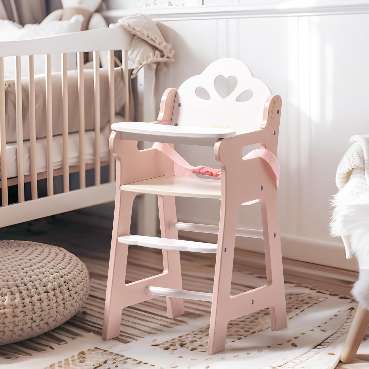 Chaise haute en bois pour poupée Lunamoa
