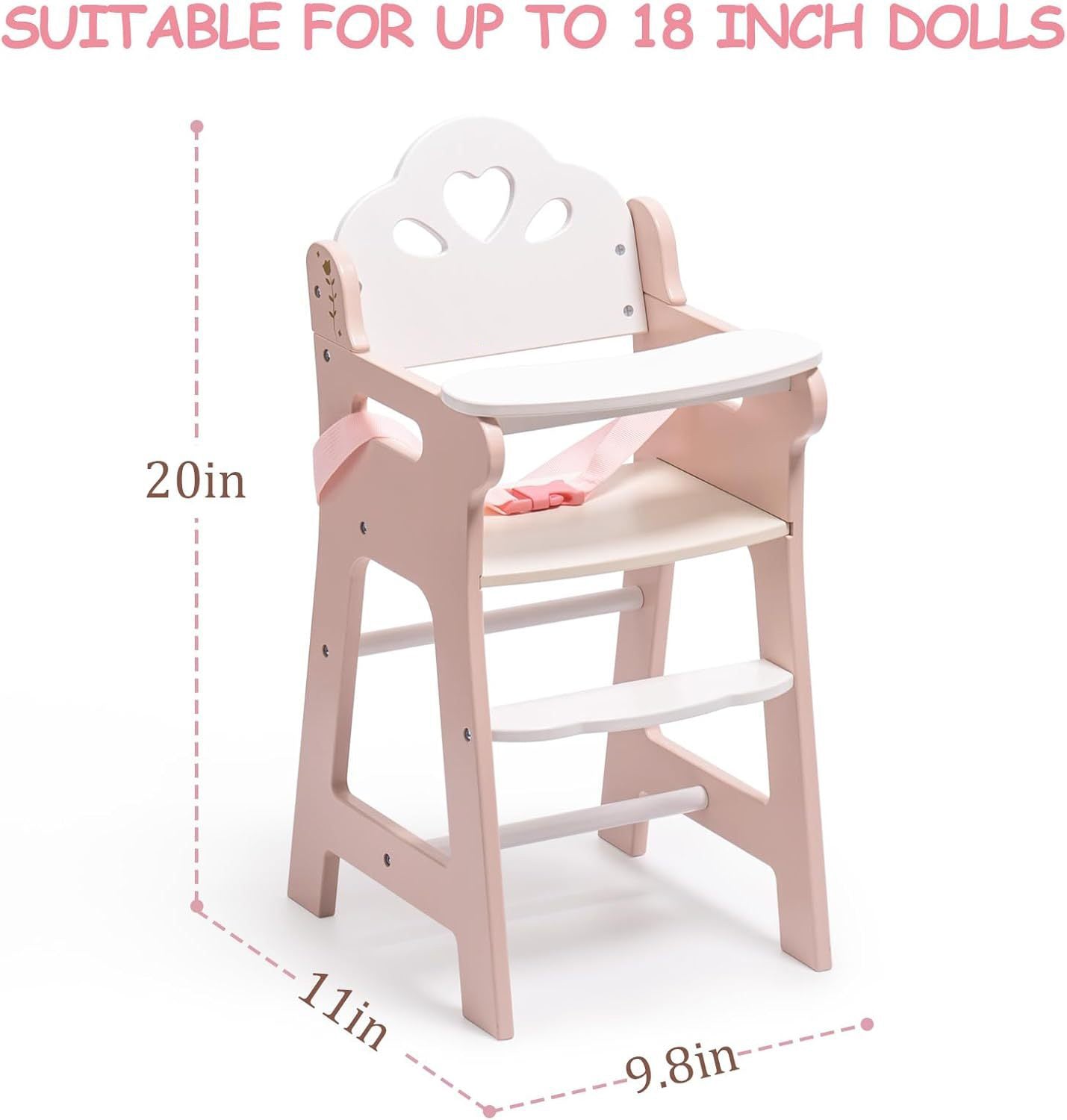 Chaise haute en bois pour poupée Lunamoa