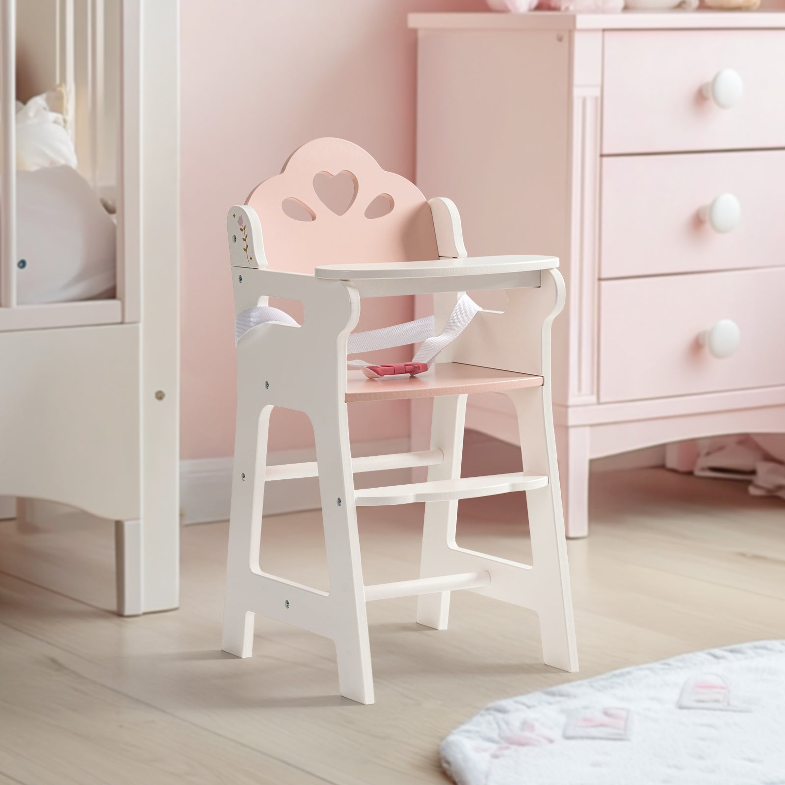 Chaise haute en bois pour poupée Lunamoa
