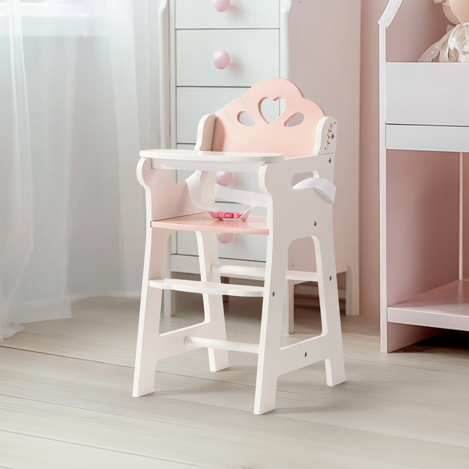 Chaise haute en bois pour poupée Lunamoa