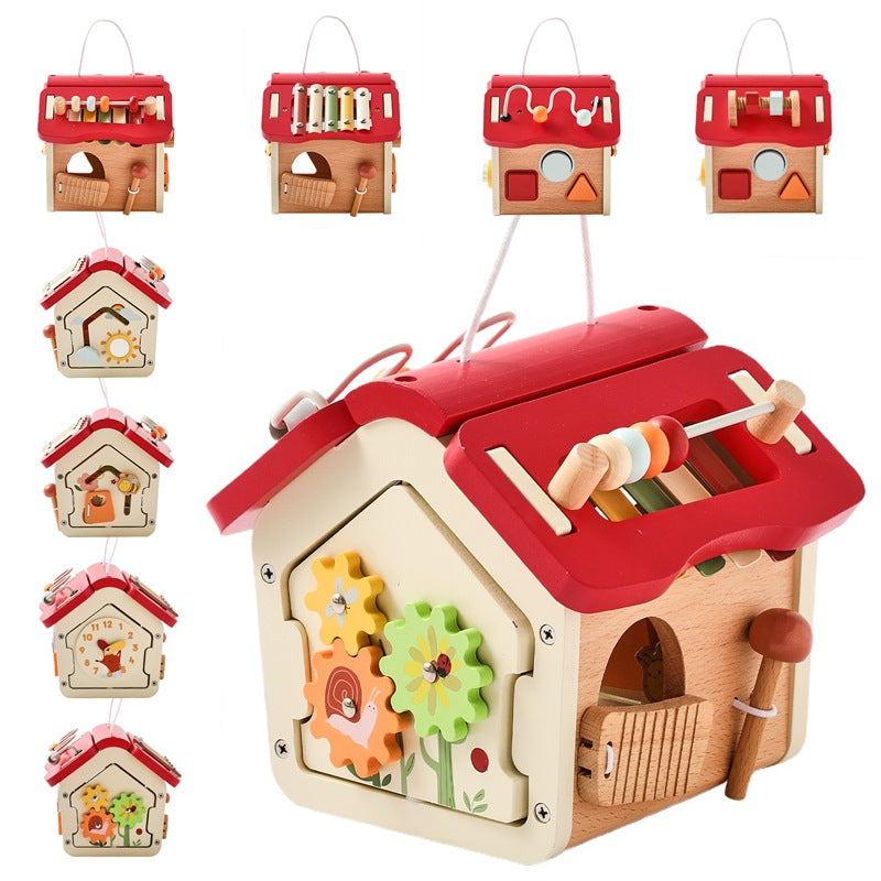 Tragbares Aktivitätsspielzeug „Haus“ aus Holz