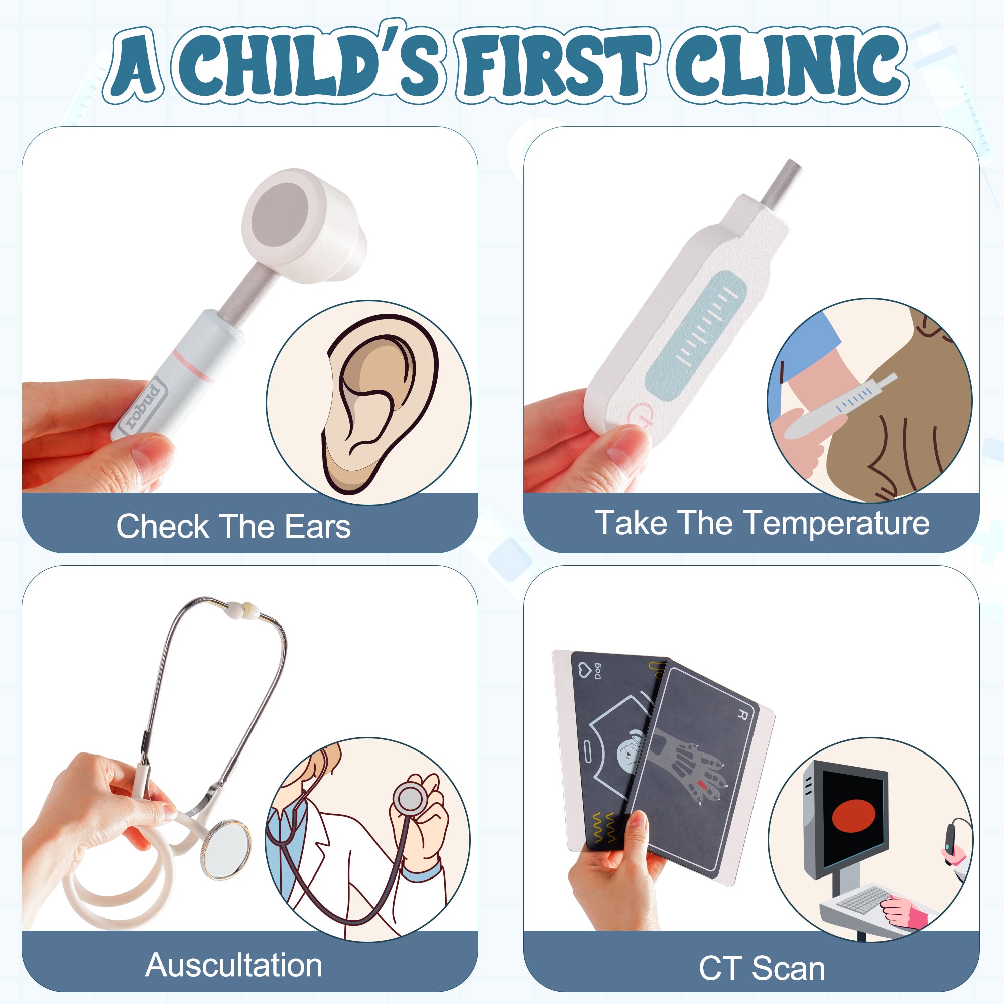 Lunamoa Wooden Kids Vet Clinic Playset
