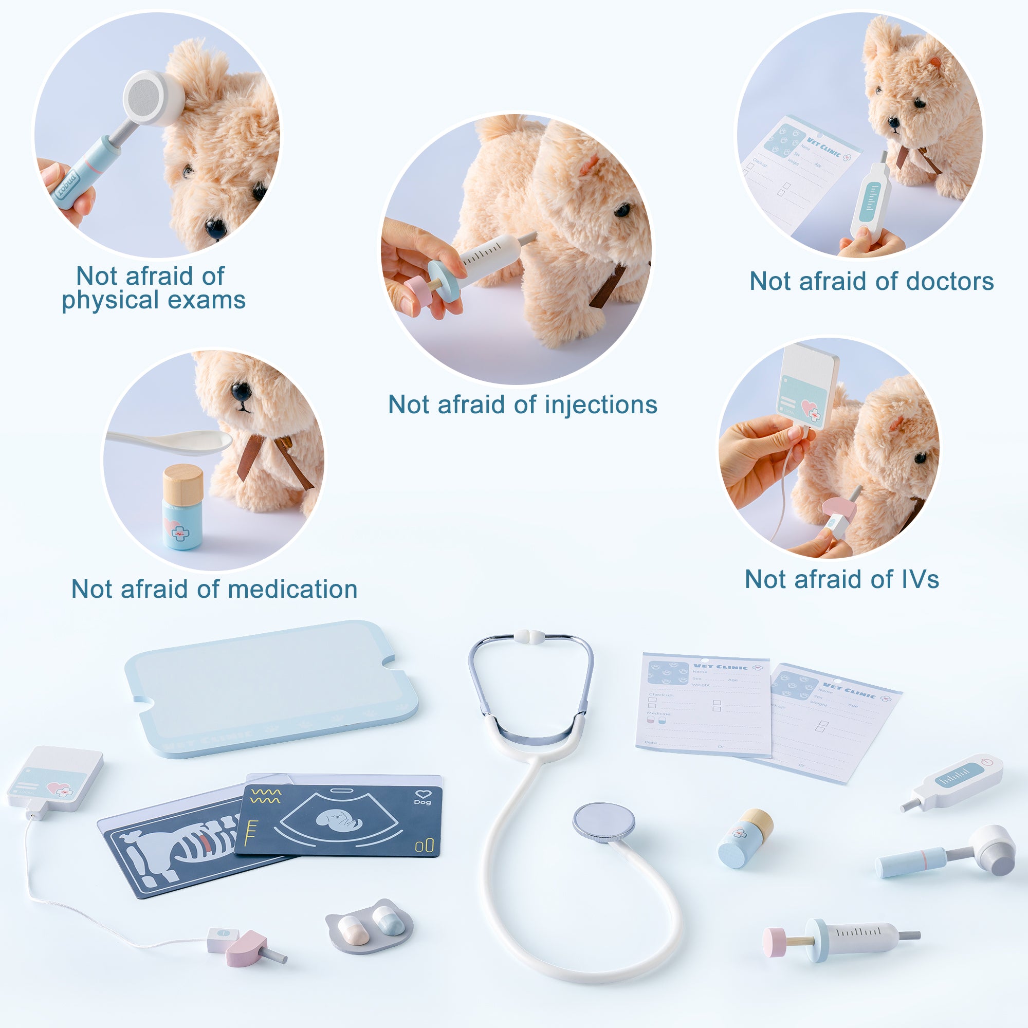 Lunamoa Wooden Kids Vet Clinic Playset