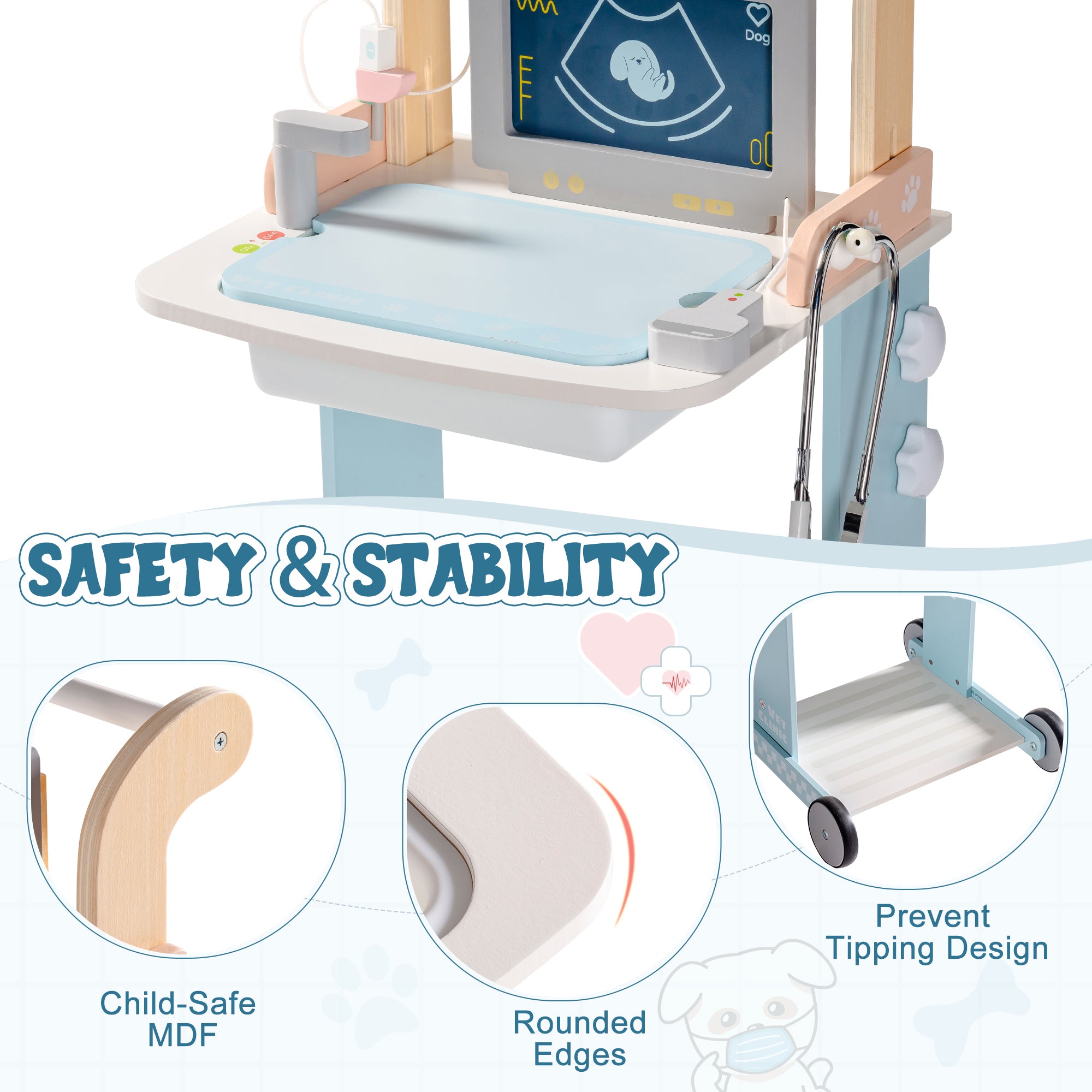 Lunamoa Wooden Kids Vet Clinic Playset