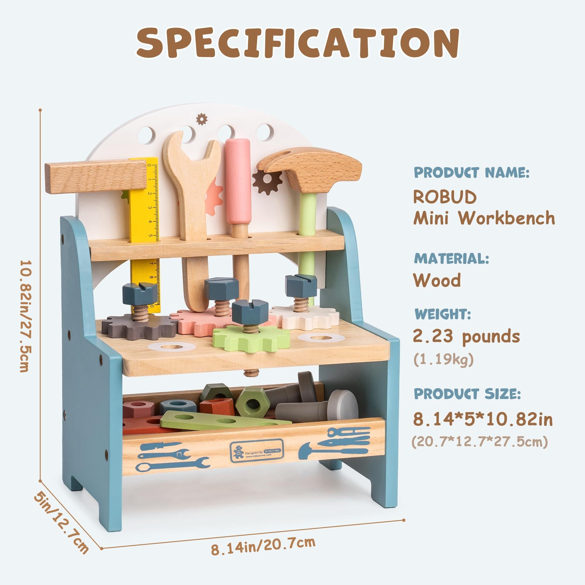 Mini Wooden Tool Workbench Set