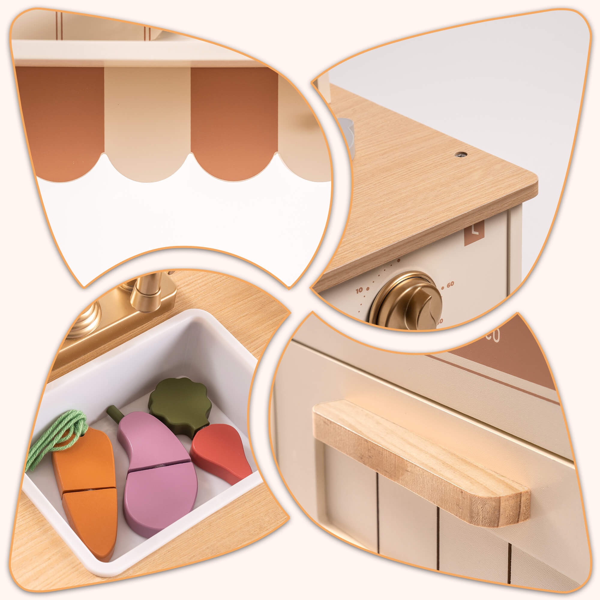 Ensemble de cuisine en bois réaliste pour enfants