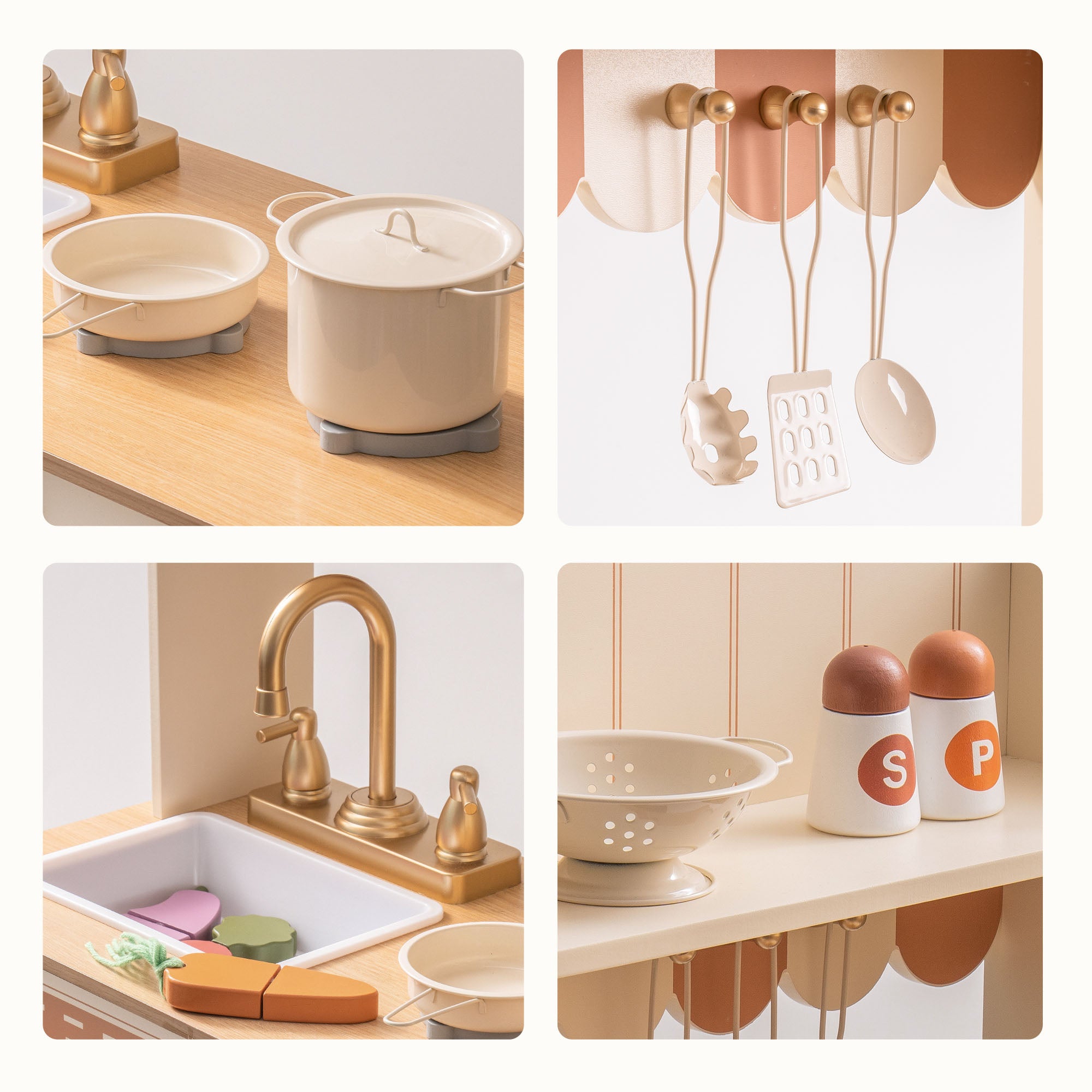 Ensemble de cuisine en bois réaliste pour enfants