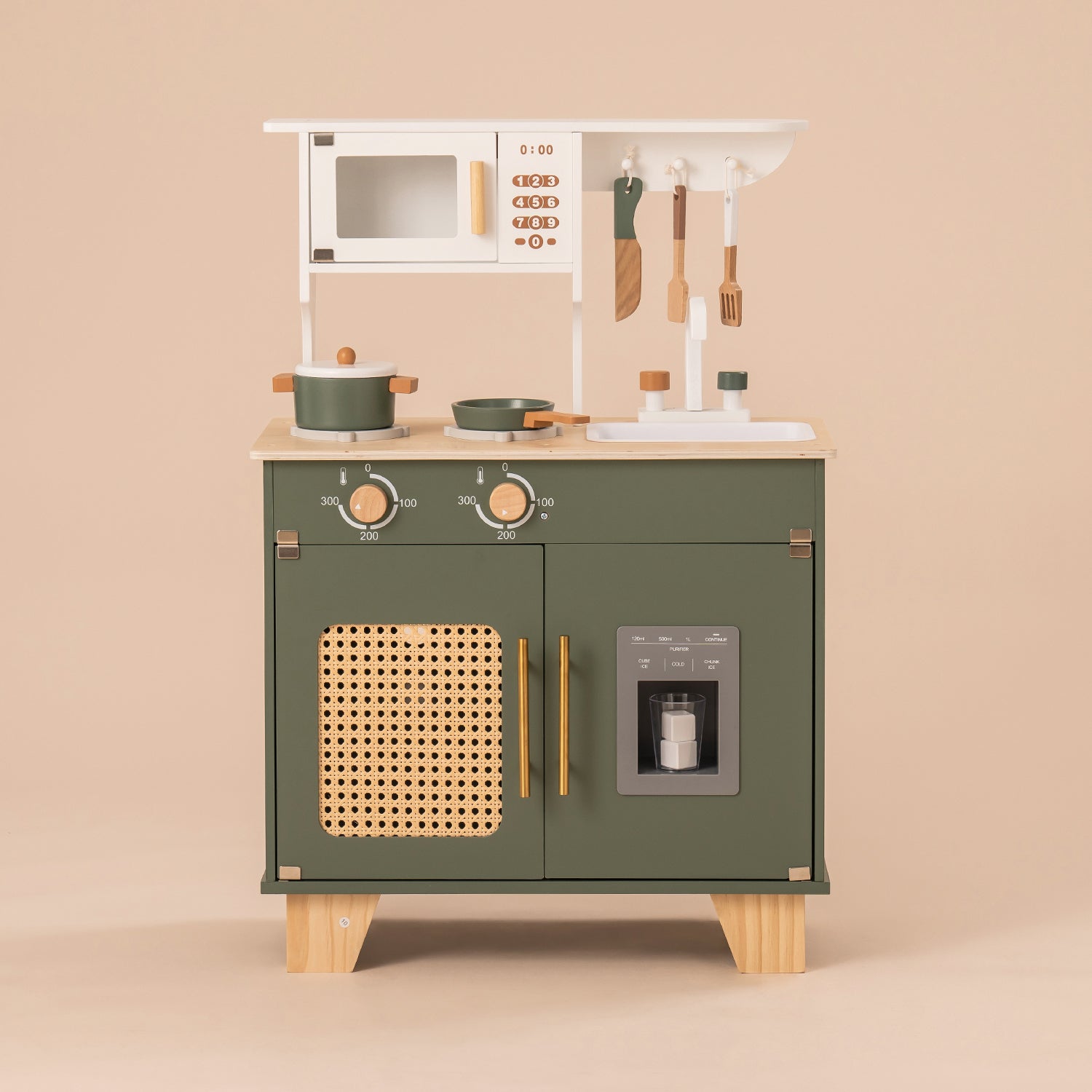 Ensemble de cuisine vintage en bois vert