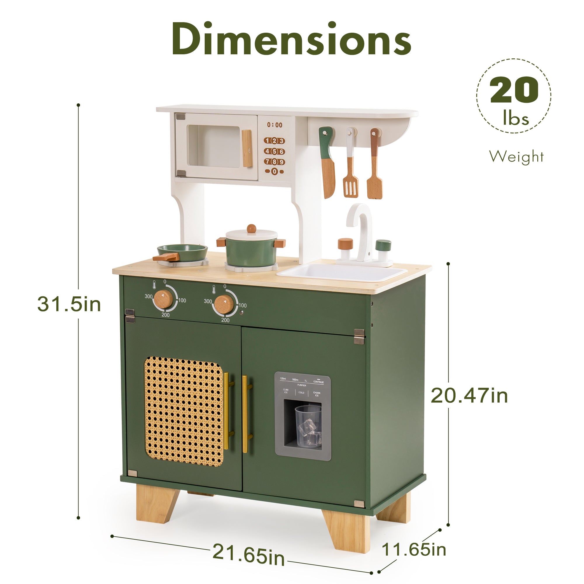 Ensemble de cuisine vintage en bois vert