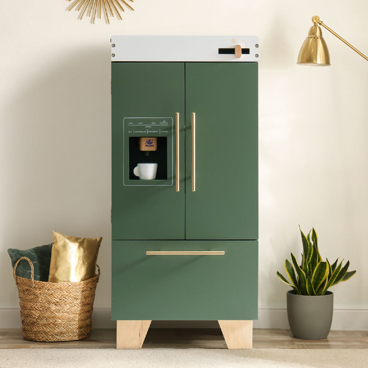 Réfrigérateur jouet en bois vintage