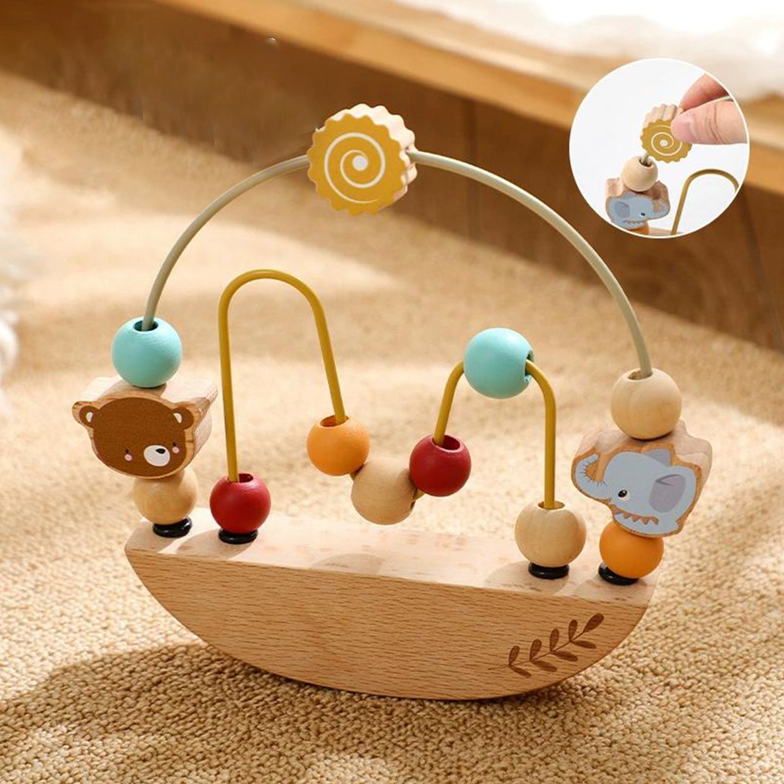 Montessori Wooden Bead Maze Toy – Sensory Learning Toy for Babies