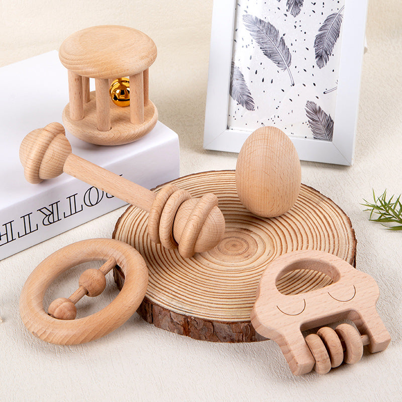 Balle de préhension en bois pour bébé