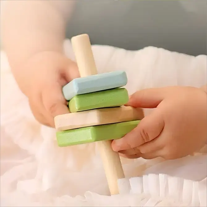 Wooden Building Blocks Set for Toddlers - Lunamoa