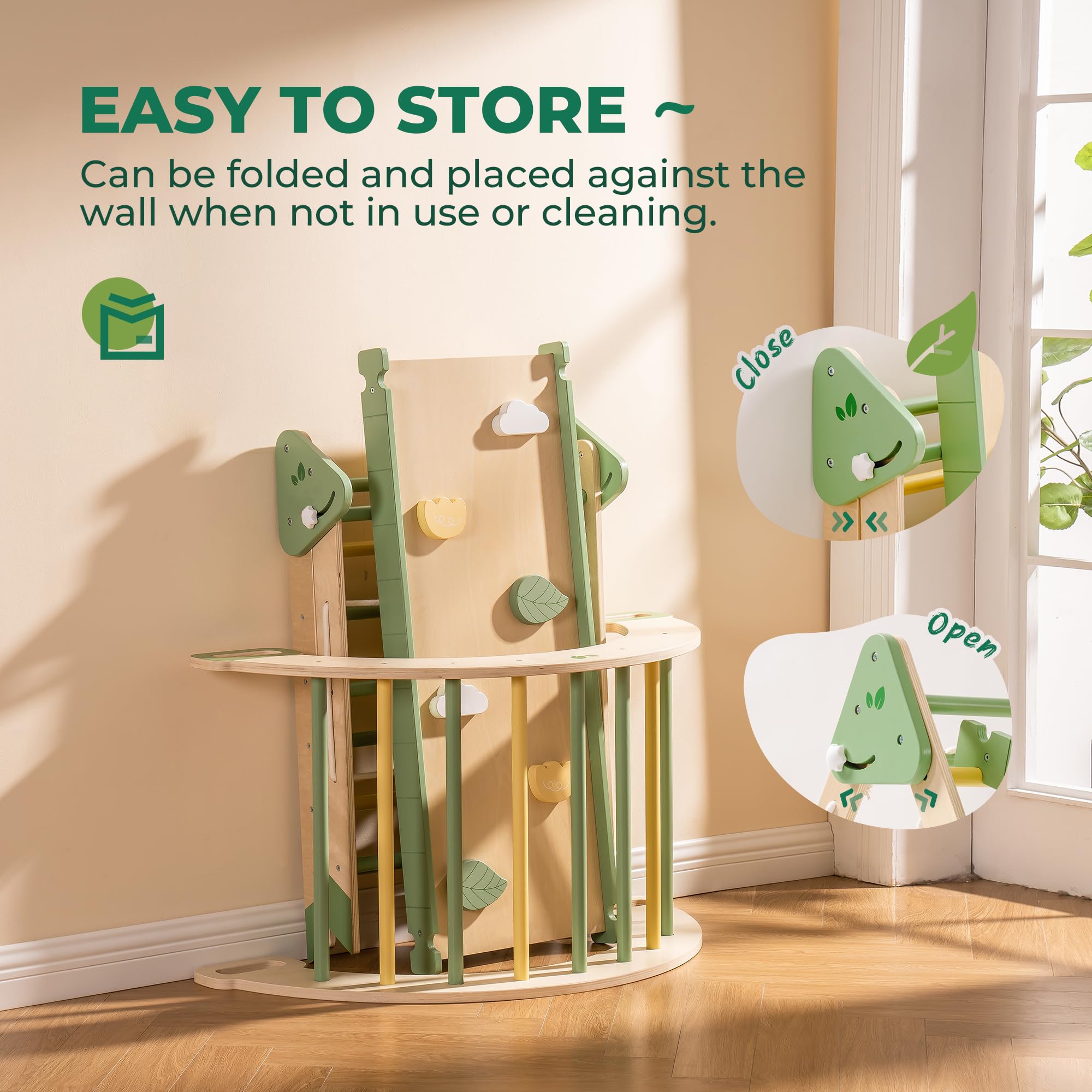 5-in-1 Wooden Climber for Toddlers - Lunamoa