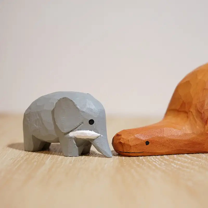 Handmade Wooden Snake & Elephant