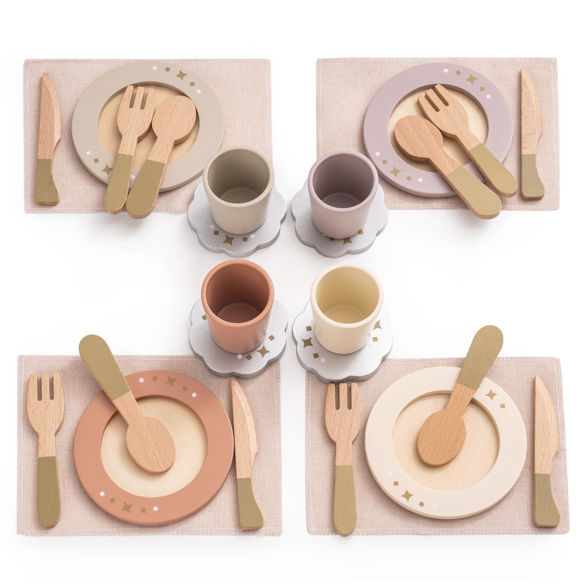 Wooden Dish Set – Play Kitchen Toy for Toddlers