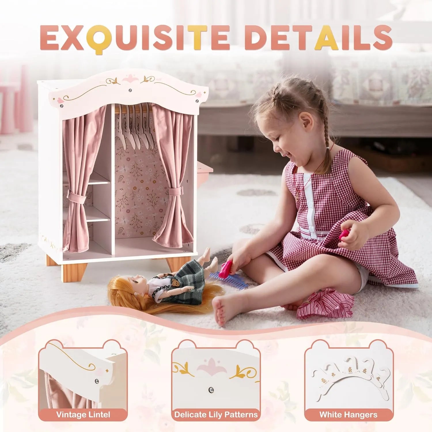 Wooden Doll Wardrobe