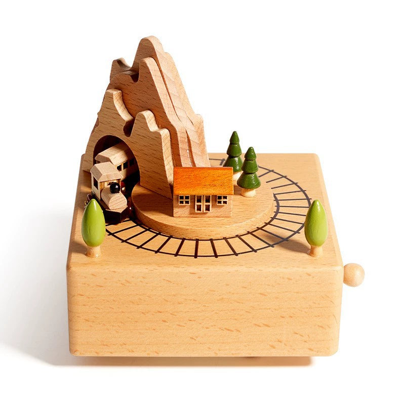 Boîte à musique en bois fabriquée à la main en forme de grande roue
