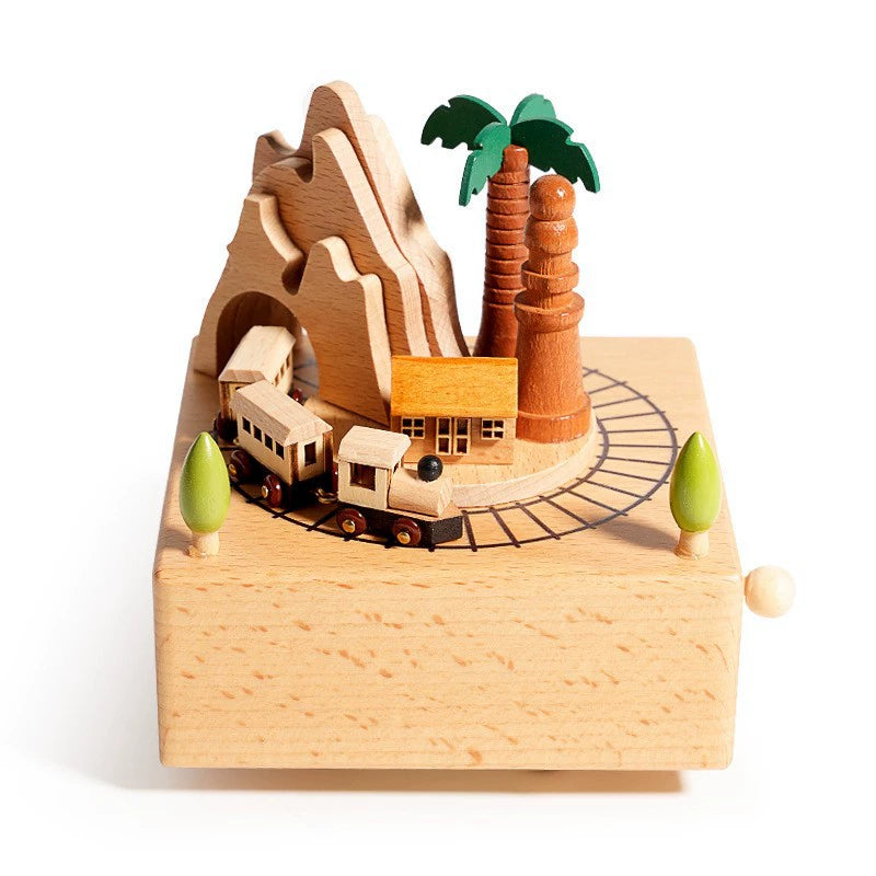 Boîte à musique en bois fabriquée à la main en forme de grande roue