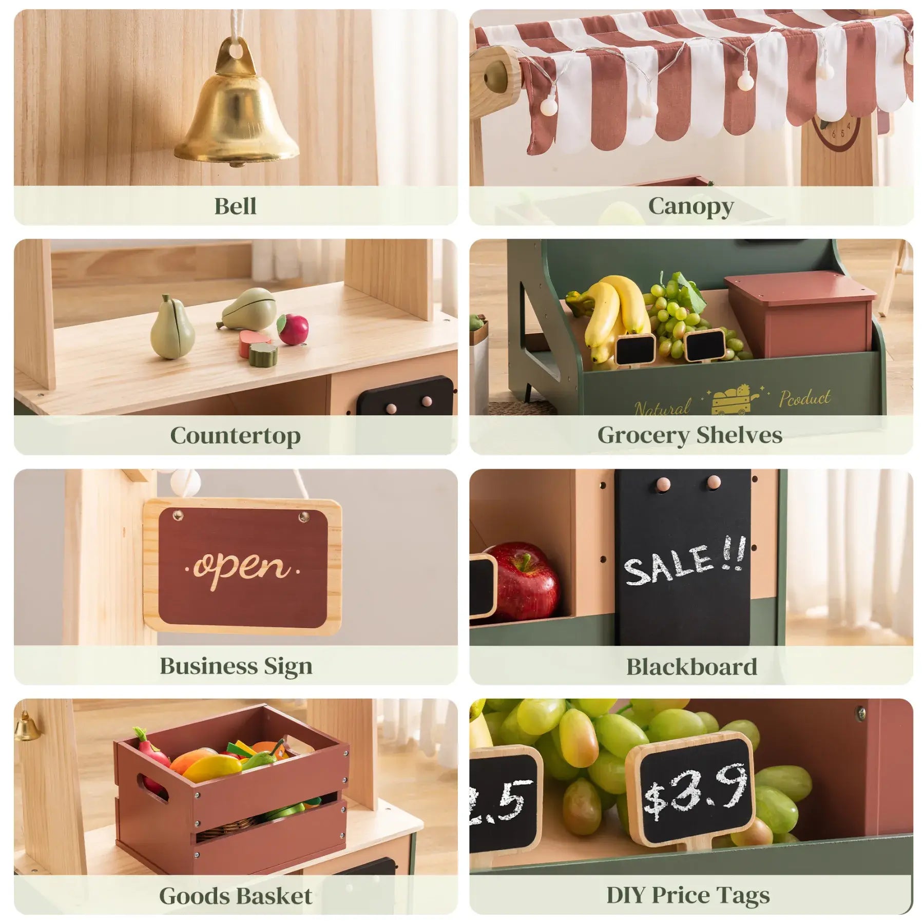 Wooden Grocery Supermarket Toy – Interactive Pretend Play