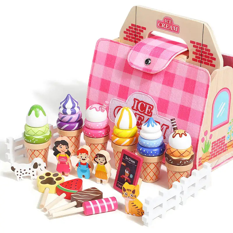 Wooden Ice Cream Tea Party Set for Kids