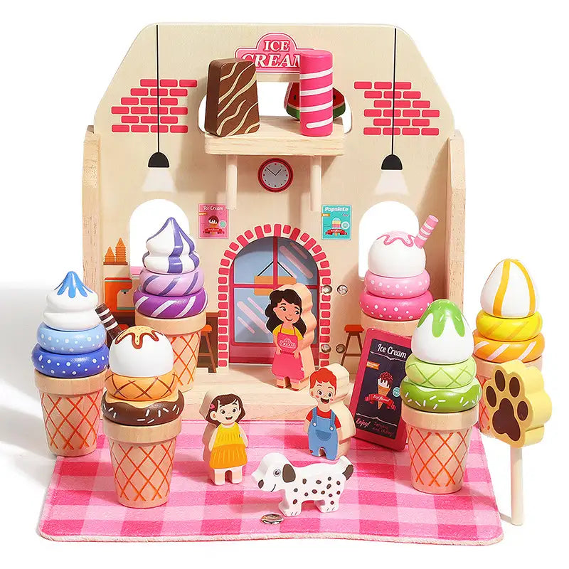 Wooden Ice Cream Tea Party Set for Kids