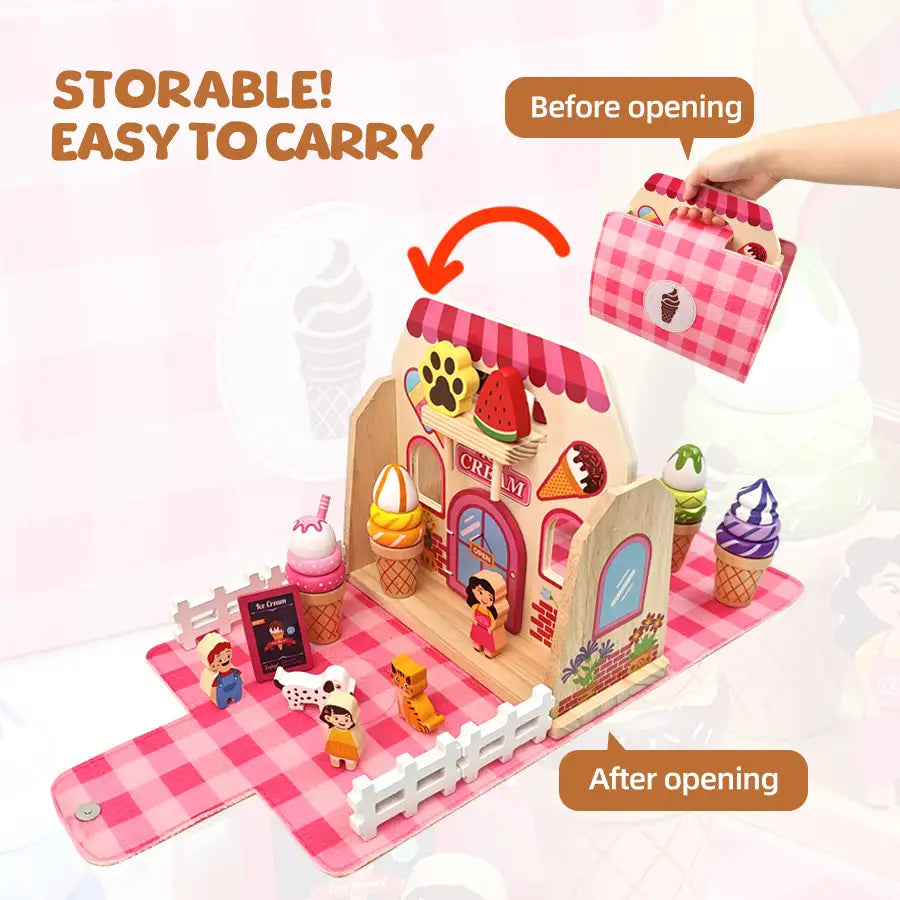 Wooden Ice Cream Tea Party Set for Kids